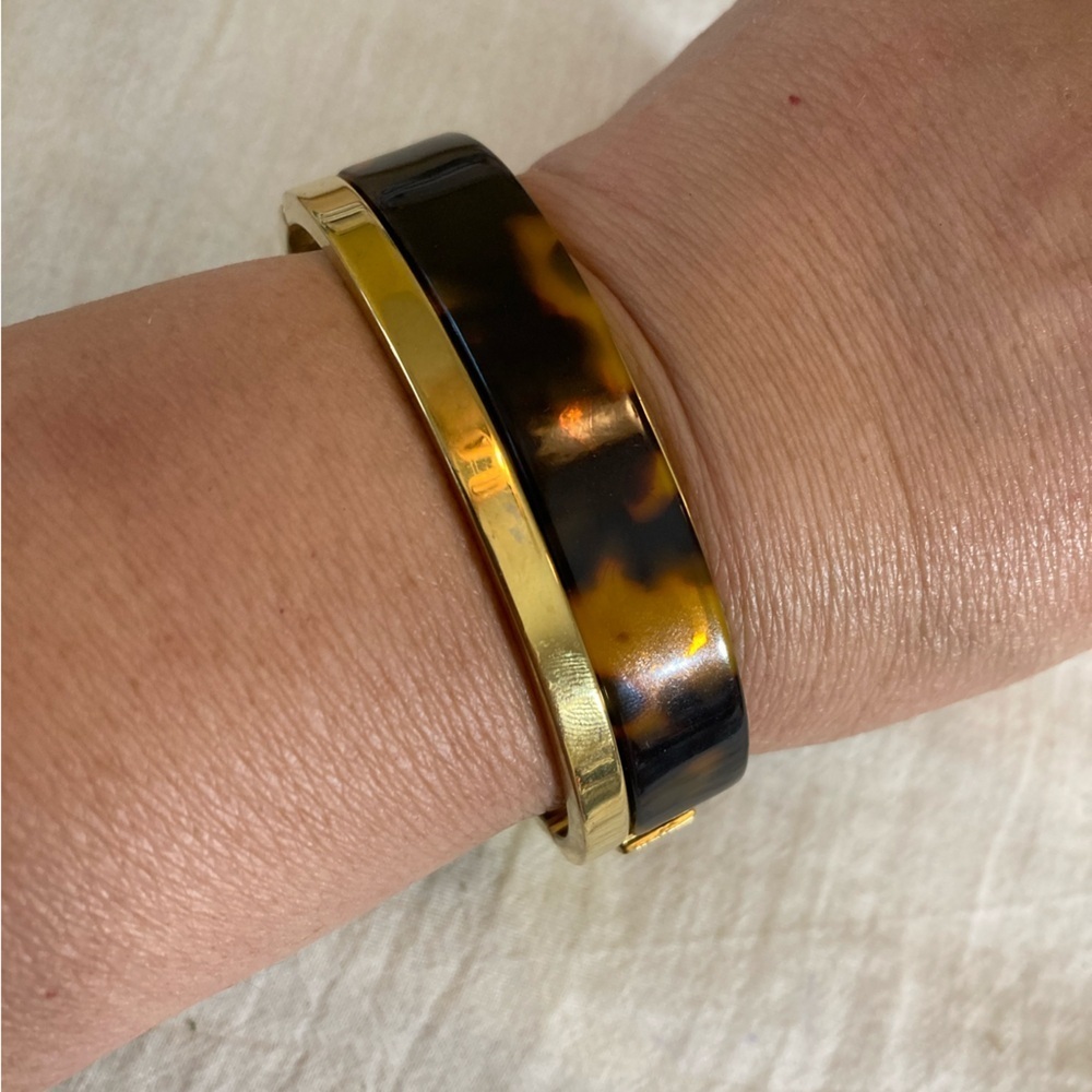 Stella &‎ Dot Tortoise Hinged Bangle Bracelet Chic Business Casual - Picture 6 of 9